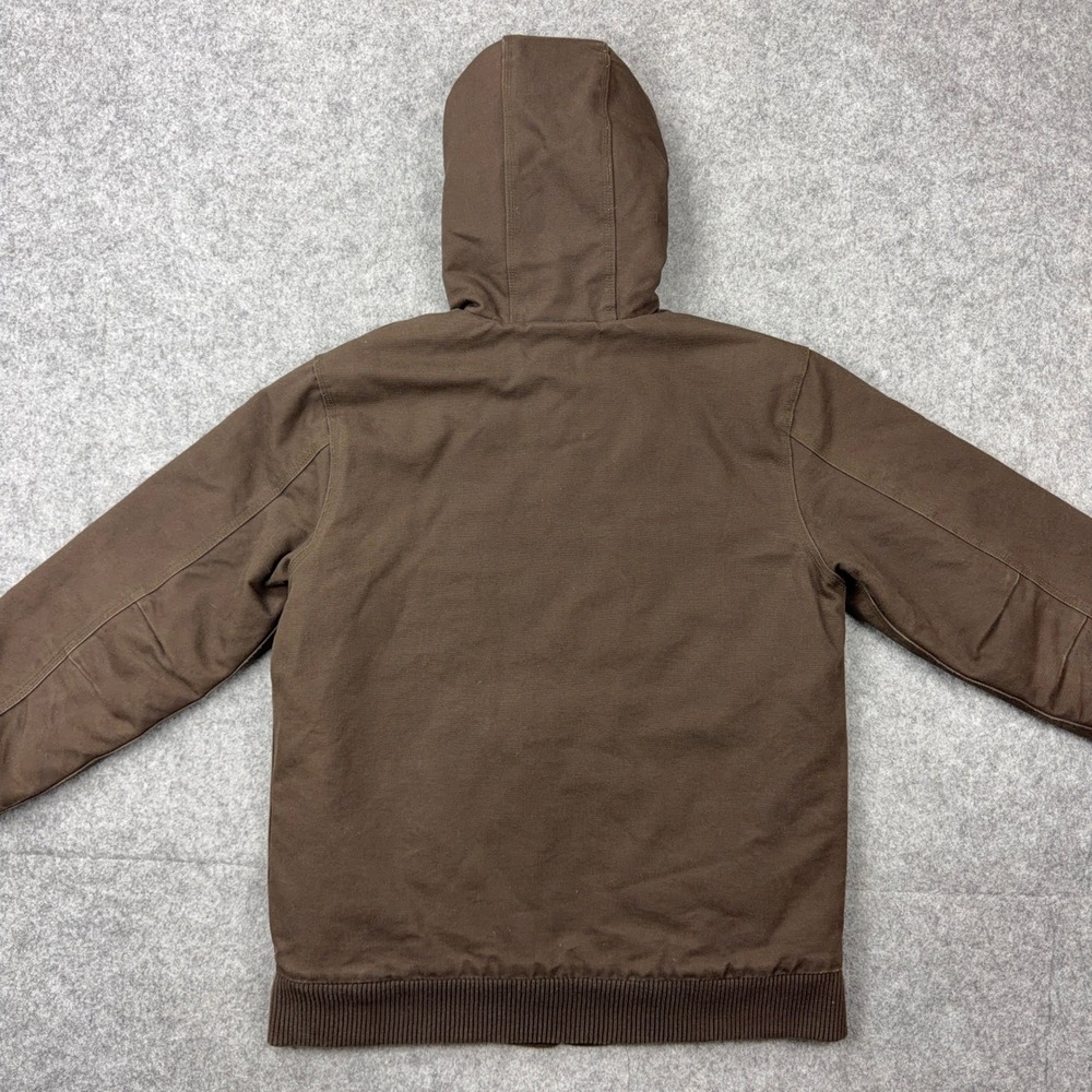 Carhartt Active Jacket Kids Large Brown Quilted Lined Canvas Hooded Work Coat - Picture 9 of 11
